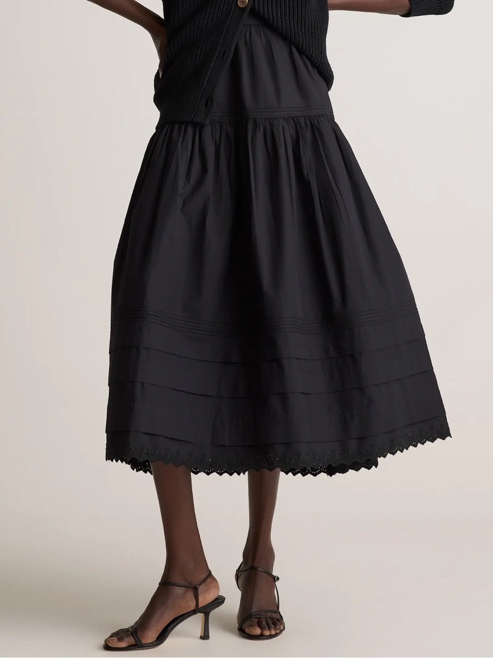 Quince Cotton Poplin Pintuck Skirt